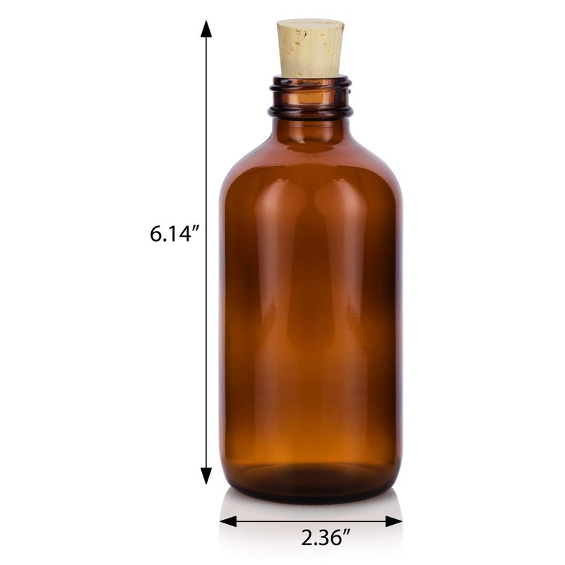 JUVITUS 8 oz Amber Glass Boston Round Bottle with Cork