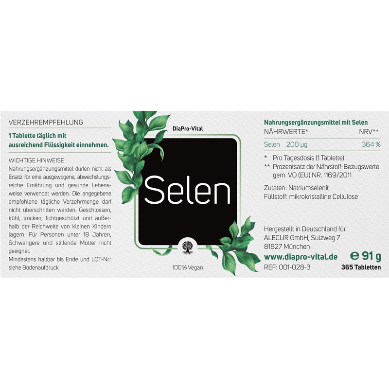 DiaPro® Selenium Tablets 365 Pieces with 200 μg Selenium per