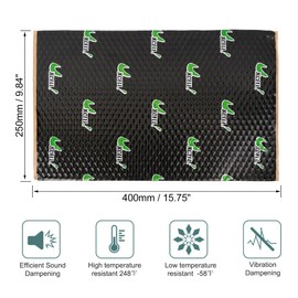 uxcell 34pcs 80mil 36sqft Car Sound Deadener Heat Insulation Mat Butyl Pad Damping Self Adhesive Deadening Material Roof Floor Sound Barrier Black