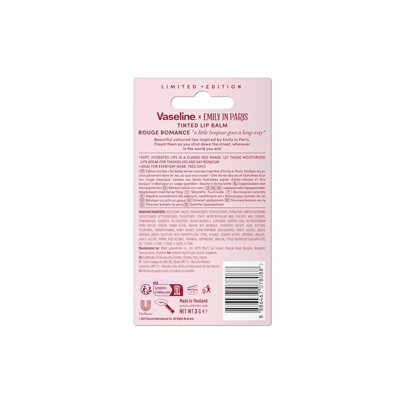 Vaseline Emily in Paris Bálsamo Labial Color Rojo, 3.0g