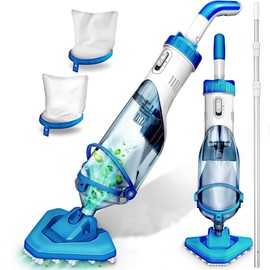 Cordless Handheld Pool Vacuum for Above Ground Pool with 18 Gal/Min Suction, 60 Min Run Time, Rechargeable Pool Cleaner with 60" Telescopic Pole for Sand, Silt in Inground Pools, Hot Tub and Spa