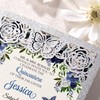 DORIS HOME 50Pcs Glitter Silver Butterfly Quinceanera Invitations, 5" x