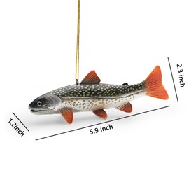 KOJIGIC 3D Brook Trout and Salmon Christmas Tree Ornament Set, 6 Inch