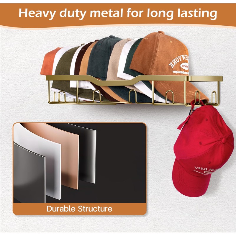 KEETDY Metal Hat Organizer for Baseball Caps Wall Hat Rack