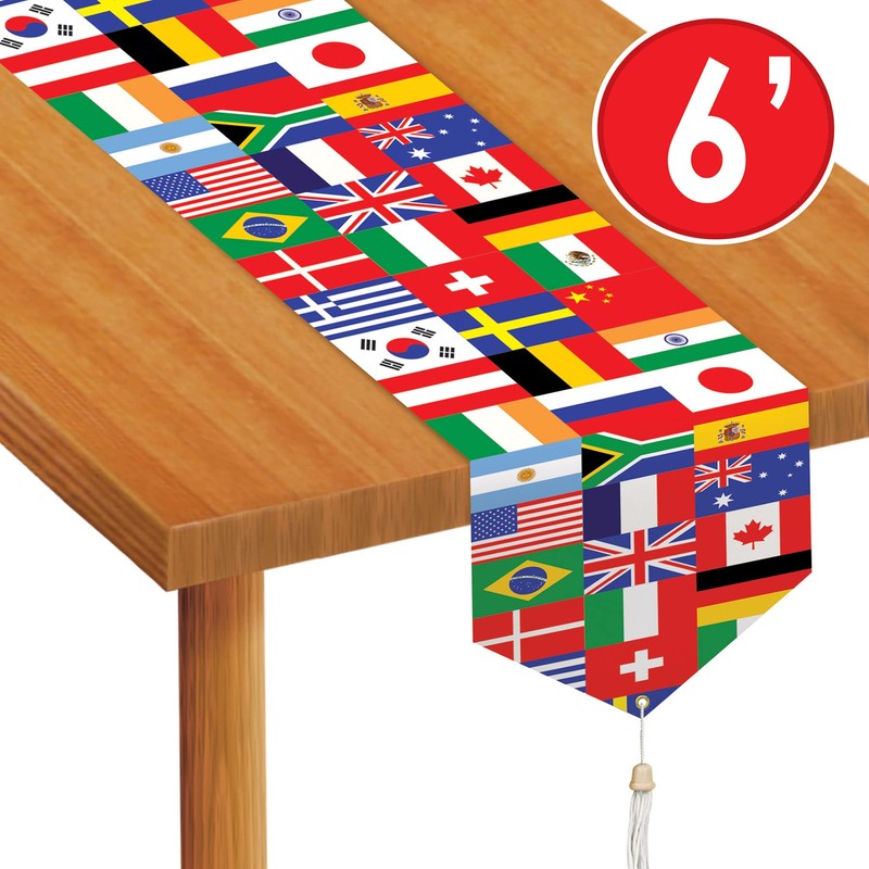 Printed International Flag Table Runner Party Accessory (1 count) (1/Pkg)