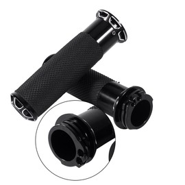 Keenso Pack of 2 Motorcycle Grips, 1 Pair 25 mm Motorcycle CNC Billet Aluminium Handlebar Grips Non-Slip Handlebar Grips for Cruiser Bobber Chopper Custom