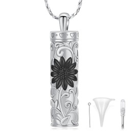 Sunflower Urn Necklace for Ashes Cylinder Bar Necklace for Ashes for Women Pendant Keepsake for Ashes Memory Cremation Jewelry Sunflower Celtic Necklace Jewelry for Women