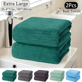 2 Counts Practical Bath Shower Towels Set | Extra Large Size | Meets Daily Bathing Needs | Multiple Colors Available:_Green_2pcs