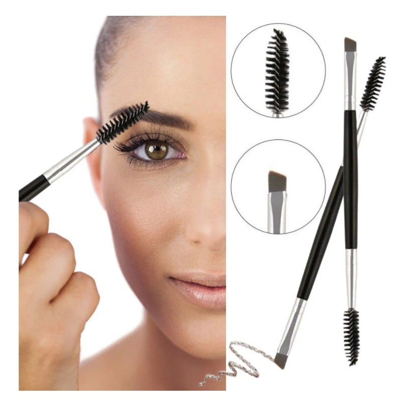 Brocha Doble Para Ceja Con Cepillo Pincel Cosmético 1pz Full