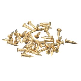 uxcell 35Pcs Small Tiny Nails 2x10mm(DxL) Tiny Brass Nails Hardware Round Head Brass Nail for Wooden DIY Projects Decorative Boxes Household, Brass Tone