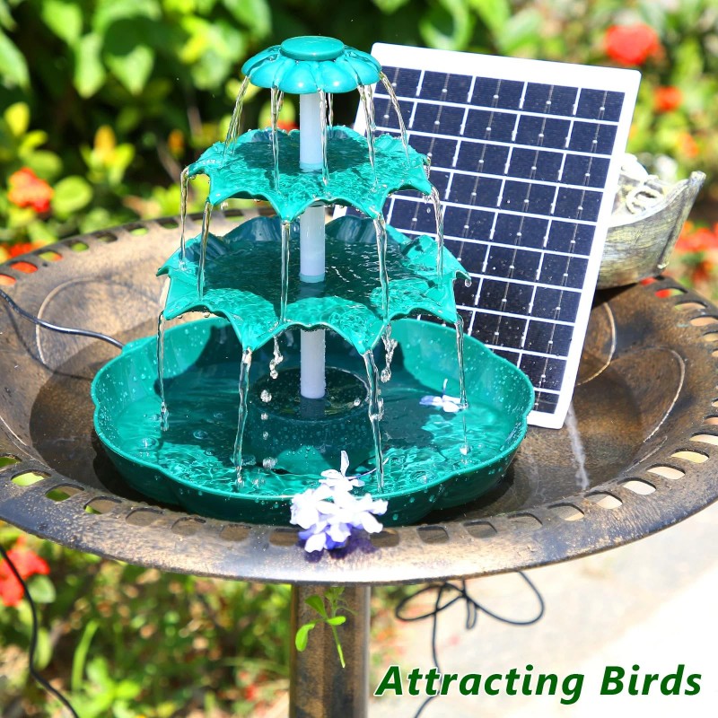 3 Tiered Birdbath Solar Fountain, 6.5W Solar Water Fountain with