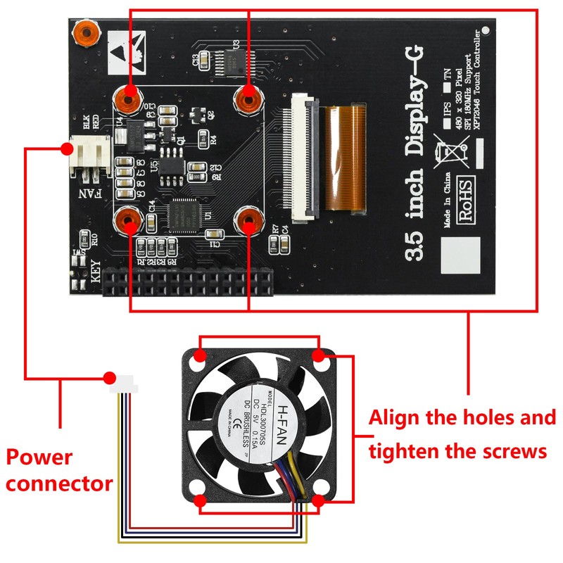 Aurevita For Raspberry Pi Screen, 3.5 inch Resistive Touchscreen, Mini