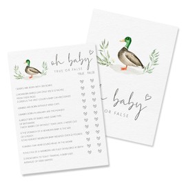 CWIOQPYI Hilarious Mallard Duck Baby Shower Games-Oh Baby True Or False Game, Double-Sided Prediction and Advice Card, Gender Reveal Boy or Girl Party Supplies-B01