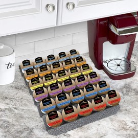 LYNK PROFESSIONAL® Coffee Pod Tray 6-Tier Heavy Gauge Steel Drawer Organizer for Kitchen Cabinets and Coffee Bars, compatible with Keurig K-Cup pods - Lifetime Limited Warranty - Silver Metallic