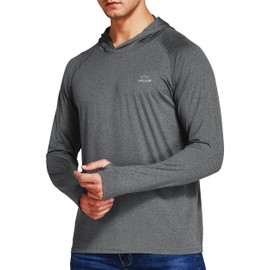 Willit Men's Sun Shirts UPF 50+ Rash Guard Long Sleeve Sun Protection Hoodie SPF UV Fishing Lightweight Athletic Running Heather Deep Gray L