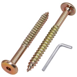 SKIR'CO (Pack of 10) Yellow Zinc Plated Wood Joining Screws 6.5 x 80mm Furniture Connecting Screws Flat Head