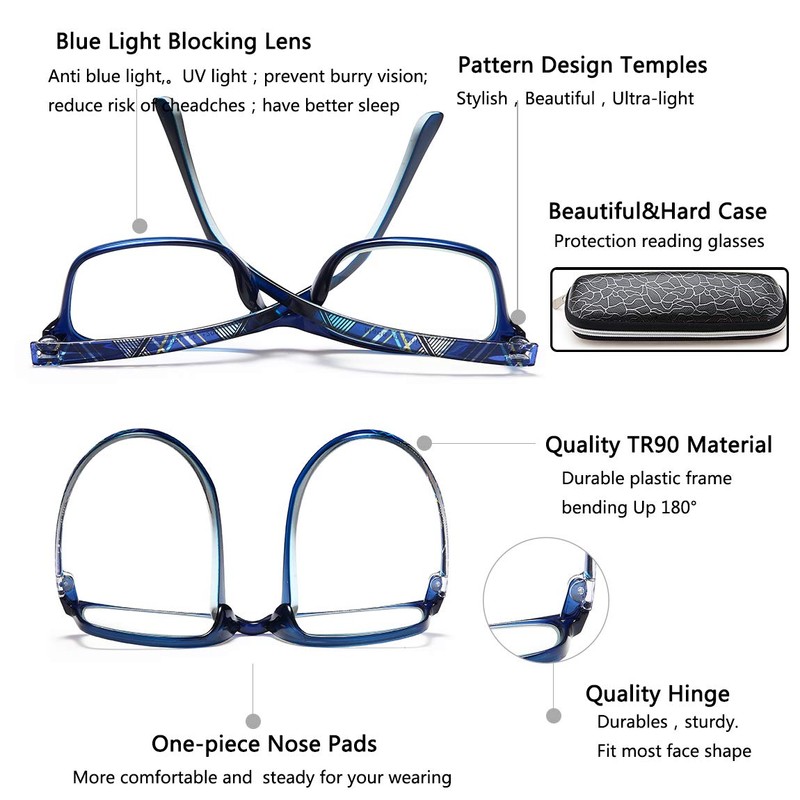 EYEURL Blue Light Blocking Readers for Women - 2 Pair