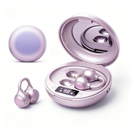Clip-On Earbuds,Open-Ear Wireless Bluetooth 6.0 Headphones with Makeup Mirror, Secure Fit for Small Ears & Glasses Wearers, 30H Playtime,Call Noise Reduction,Wireless Bluetooth Sport Ear Buds