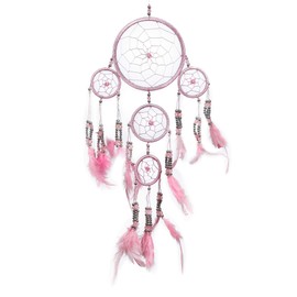 Pink Pineapple handmade dream catcher with silver beads, 12 cm diameter, 35 cm long