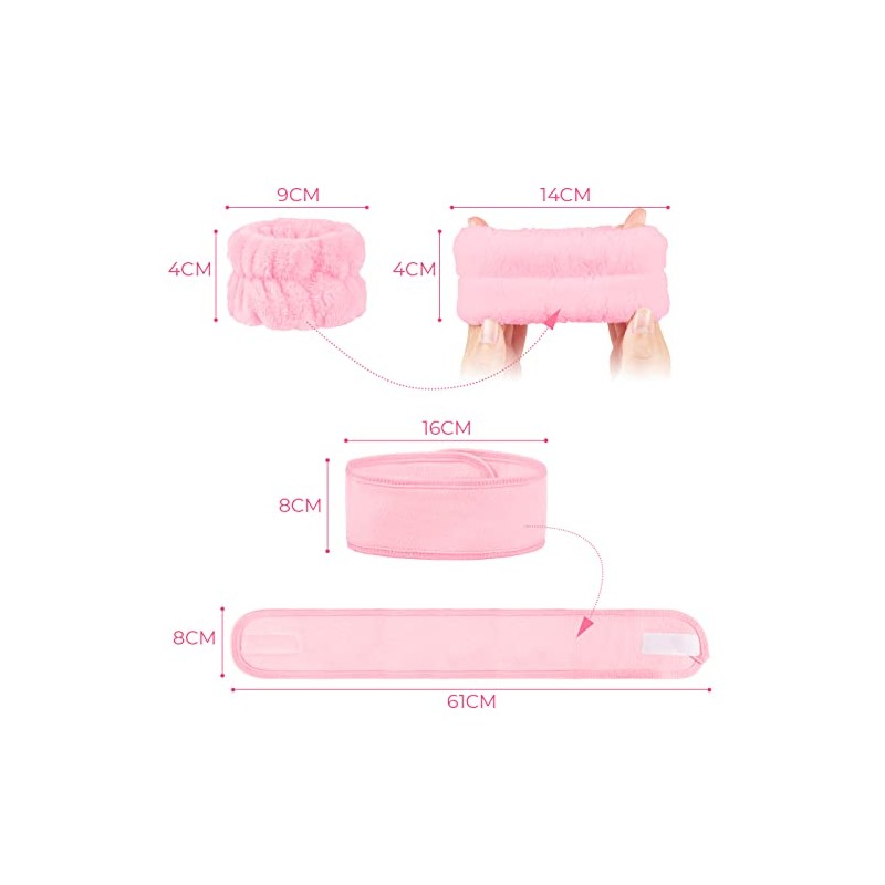 Kit de 12 piezas KINGTLE: 4 diademas skincare ajustables y