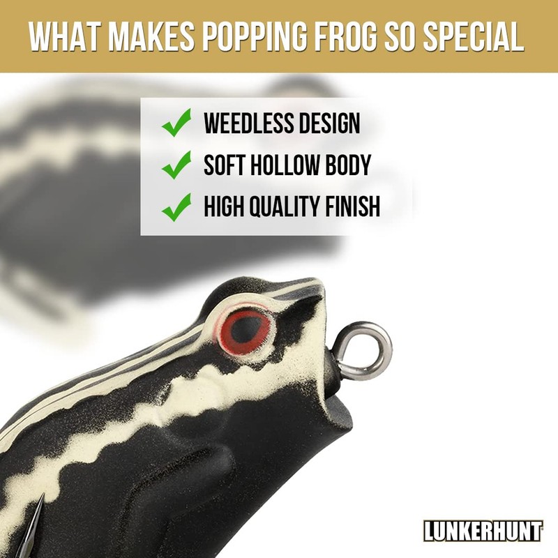Lunkerhunt Frog Fishing Lure for Bass Fishing | Popping Frog