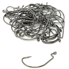 eeldog Offset Hooks Set for Bass Worm Soft Lures (3/0, 100 Count)