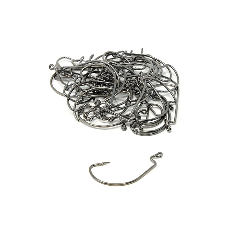 eeldog Offset Hooks Set for Bass Worm Soft Lures (3/0,