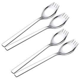 4 Pcs Salad Servers，Salad Sporks，Metal Spork，Pickle Fork Buffet Forks Appetizer Fork Fruit Fork Stainless Steel Dual-Use Spoon for Indoor or Outdoor Use