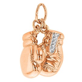 Jewelry America High Polish 14k Rose Gold 3D Boxing Gloves Charm Sports Pendant