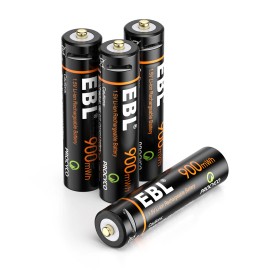 EBL 1.5V AAA AA Batteries USB Rechargeable Charging By USB Li-ion  w/ Cable Lot - 4x AAA Batteries