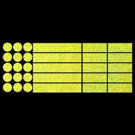 LiteMark 30 PCS Reflective Lemon Yellow Sticker Decals, Long-Lasting Adhesive, Weatherproof Ideal for Helmets, Bikes, Strollers