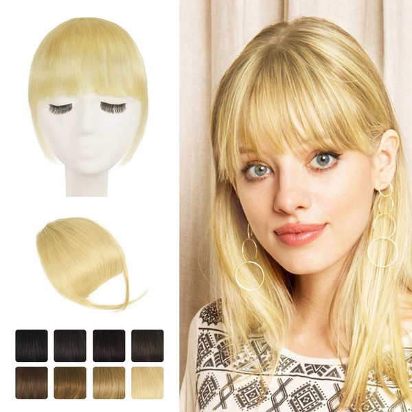 BARSDAR Clip-In Fringe Extension, 100% Remy Human Hair, Temple Bangs, One Piece Hairpiece, Extension for Women