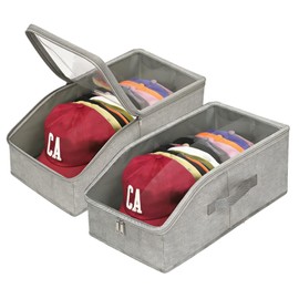 cingcinq Stackable Hat Storage for Baseball Caps, 2 Pack Large Hat Organizer with Dust-Proof Fully Transparent Lid, Fits 24-30 Caps with Sturdy Interior Support, for Closet Bedroom Shelf (2PCS)