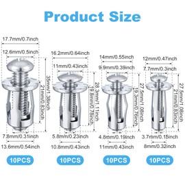 Pndeyo Expansion Screw Petal Nut 40pcs, M4 M5 M6 M8 Jack Nuts, Insert Nuts Metal Petal Nuts for Hollow Wall Iron Plastic Polywood Pressboard Hardboard