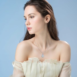 PARYFO Moonstone Tree of Life Pendant Necklace 925 Sterling Silver Eight-pointed Star/Squirrel/Necklace with Moonstone Chain Pendant Tree of Life Necklace Jewellery Gifts for Girls Women, Sterling