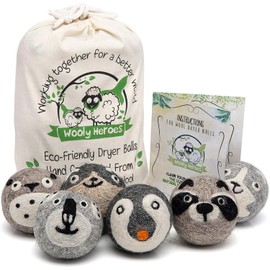 Wooly Heroes Dryer Balls - 100% Organic Wool - Sustainable & Eco-Friendly - Dry 1,000 Loads