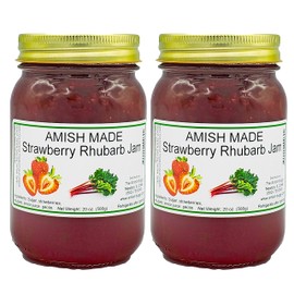 Amish Strawberry Rhubarb Jam - Two 16 Oz Jars