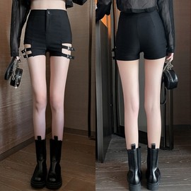 Plus Size Yoga String Shorts - High Waist Hollow Strap Tight Hot Shorts for Women Pants 4XL 80.00 Kg-90.00 Kg/Black 5ea