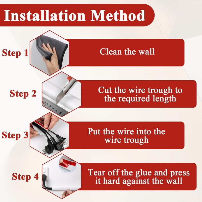 4M Wire Covers for Cables, 15 * 10mm White Cable