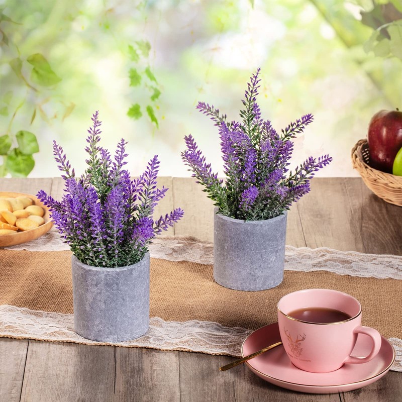CADNLY Pianta di lavanda artificiale in vaso, fiori di lavanda
