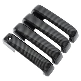 NewYall Carbon Fiber ABS Exterior Door Handle Cover W/O Smartkey Cutout for Ford F150 2015-2020 F250 F350 Super Duty 2017-2021 F450 F550 Super Duty 2017-2020 Outer Front Rear Left and Right Side