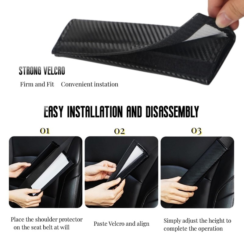 JULOPO 2PCS Carbon Fiber Texture seat Belt Covers Compatible with