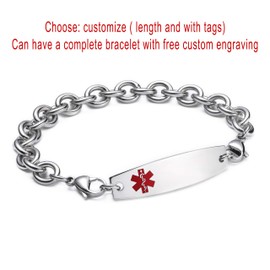 linnalove-Stainless Steel Cable Chain lnterchangeable Medical Alert Bracelets - (Just Chain)