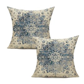 VAKADO Outdoor 20x20 Set of 2 Throw Pillow Covers Boho Blue Decorative Spring Farmhouse Bohemian Carpet Vintage Gray Pillow Cases Home Decor for Living Room Bedroom Bed Cushion Cases