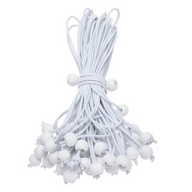 HARFINGTON 50Pcs Ball Bungee Cords 12" Heavy Duty Bungee Cord Balls Bungee Cords with Balls Tarp Bungee Balls Ties for Tent Camping Cargo Holding Wire and Hoses, White