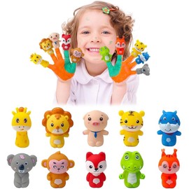 10 Juguetes de Goma para los Dedos, Títeres de Dedo, Simpáticos Juguetes Infantiles, Suave y Resistente, Ideal para Cuentacuentos, Espectáculos Didácticos, Regalos Cumpleaños(Bosque Animales)