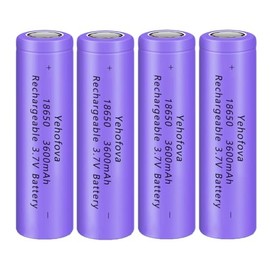 Yehofova 4 Packs 3.7 Volt 18650 Rechargeable Battery 3600mAh 3.7V Button Top Battery for Flashlight, Headlamp