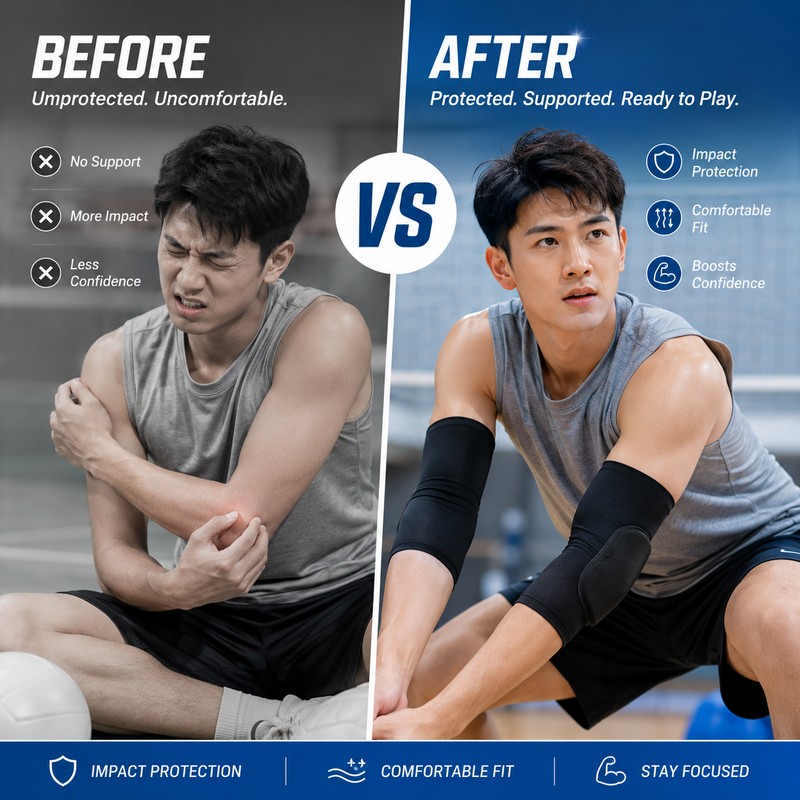 Elastic Elbow Pads for Sports Protection – Thick Sponge Arm