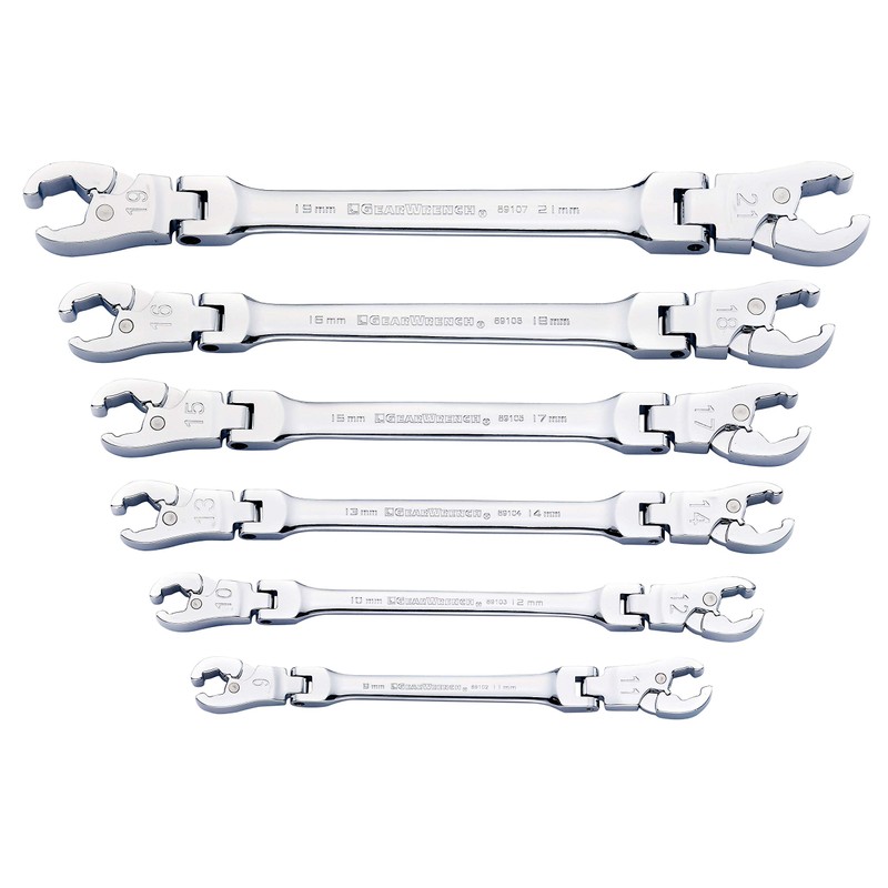 GEARWRENCH Ratcheting Flex Head Flare Nut Metric Wrench Set 6