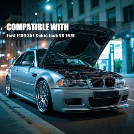 PIT66 Silicone Radiator Hose Kit,Compatible with 1976 Ford F100 351 Cubic Inch V8 Black with Clamps